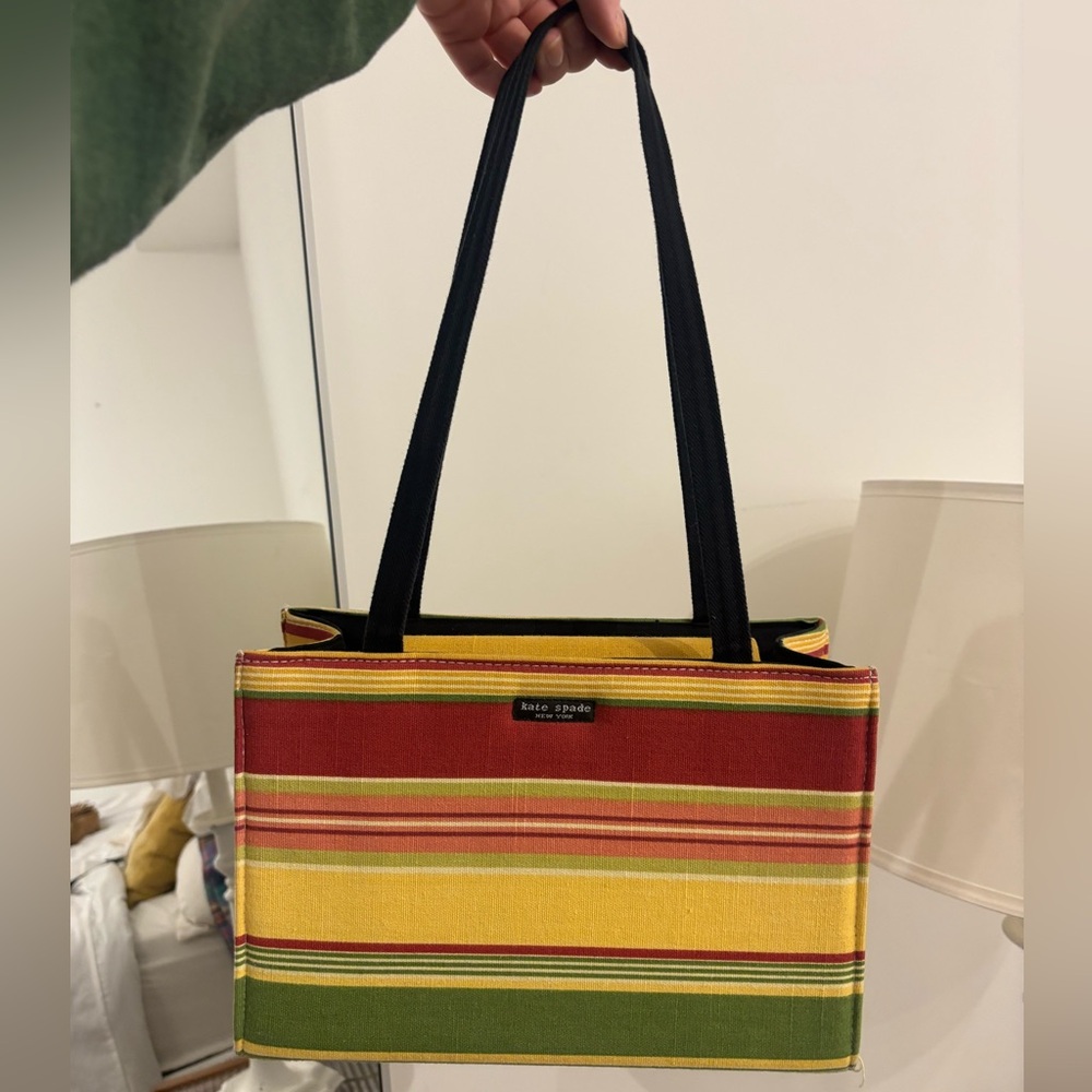 Kate Spade Red and Yellow Striped Tote